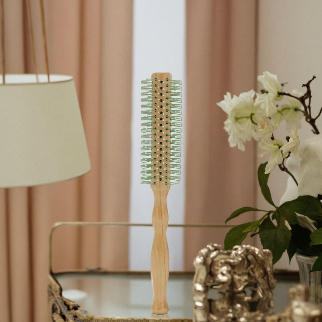 High Quality Anti-Static Hair Brush Professional Hairdressing Comb with Exquisite Wood Handle Women Men's Curling Brush at Home